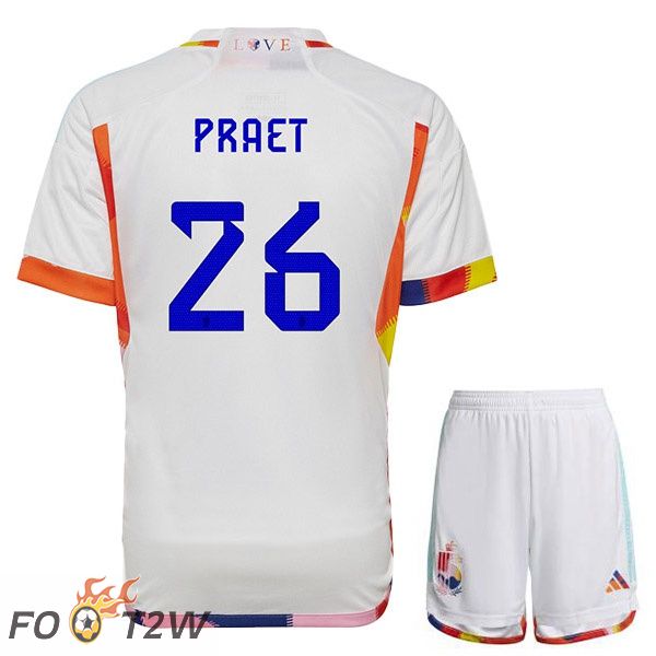 Maillots Equipe De Belgique (PRAET 26) Enfant Exterieur Blanc 2022/2023