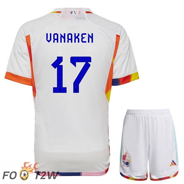 Maillots Equipe De Belgique (VANAKEN 17) Enfant Exterieur Blanc 2022/2023