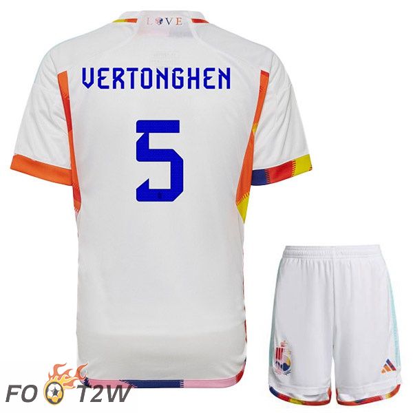 Maillots Equipe De Belgique (VERTONGHEN 5) Enfant Exterieur Blanc 2022/2023