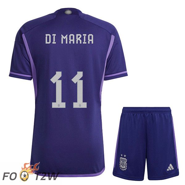 Maillot Foot Equipe De Argentine (DI MARIA 11) Enfant Exterieur Pourpre 2022/2023