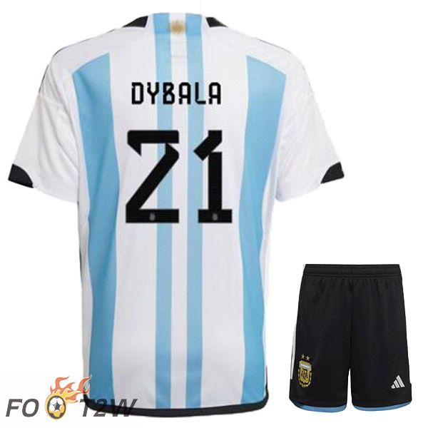 Maillot Foot Equipe De Argentine (DYBALA 21) Enfant Domicile Bleu Blanc 2022/2023