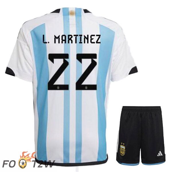 Maillot Foot Equipe De Argentine (L. MARTINEZ 22) Enfant Domicile Bleu Blanc 2022/2023