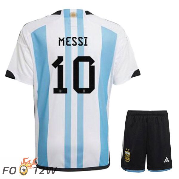 Maillot Foot Equipe De Argentine (MESSI 10) Enfant Domicile Bleu Blanc 2022/2023