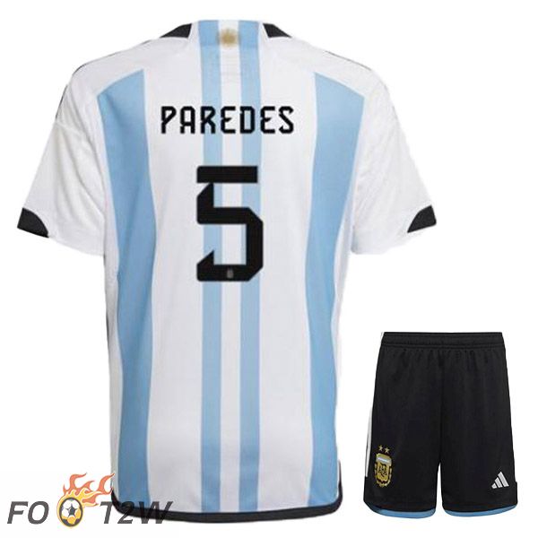 Maillot Foot Equipe De Argentine (PAREDES 5) Enfant Domicile Bleu Blanc 2022/2023