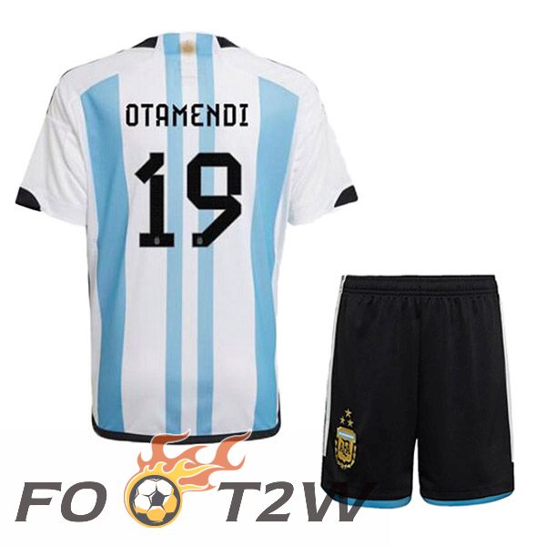 Maillot Foot Equipe De Argentine (OTAMENDI 19) 3 Stars Enfant Domicile Bleu Blanc 2022/2023