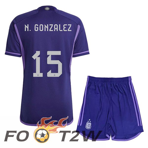 Maillot Foot Equipe De Argentine (A. CORREA 15) 3 Stars Enfant Exterieur Pourpre 2022/2023