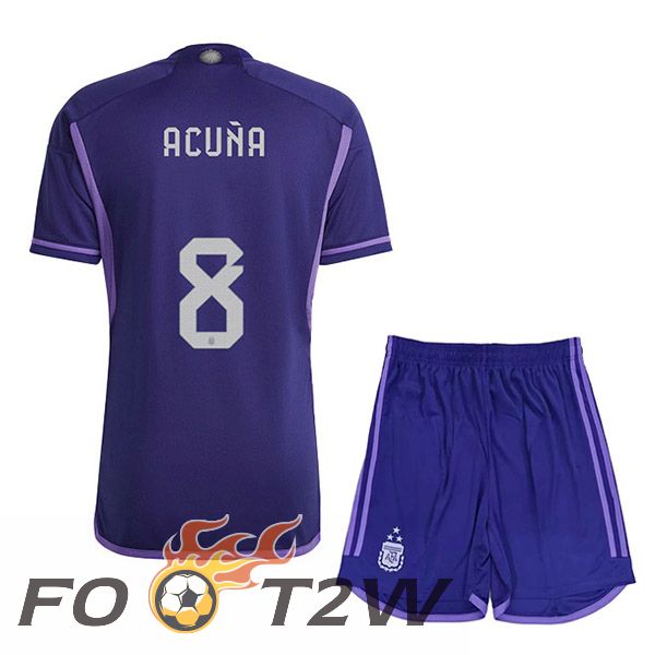 Maillot Foot Equipe De Argentine (ACUÑA 8) 3 Stars Enfant Exterieur Pourpre 2022/2023