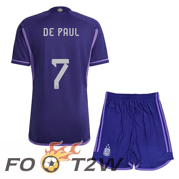 Maillot Foot Equipe De Argentine (DE PAUL 7) 3 Stars Enfant Exterieur Pourpre 2022/2023