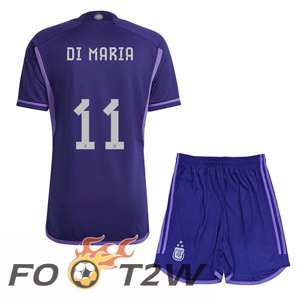 Maillot Foot Equipe De Argentine (DI MARIA 11) 3 Stars Enfant Exterieur Pourpre 2022/2023