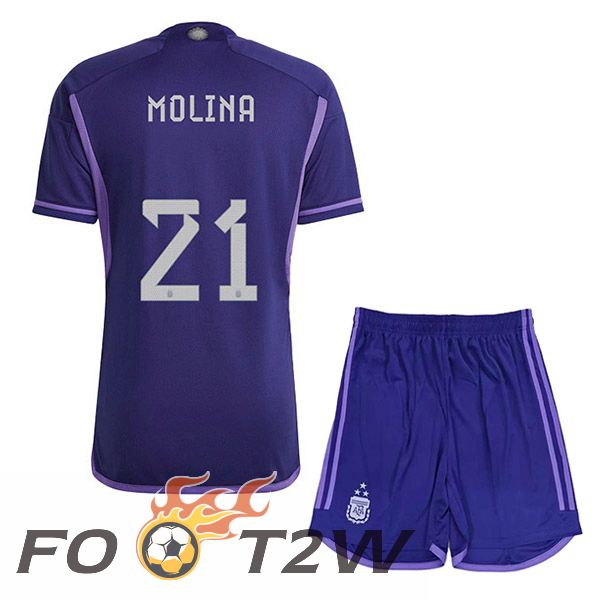 Maillot Foot Equipe De Argentine (DYBALA 21) 3 Stars Enfant Exterieur Pourpre 2022/2023