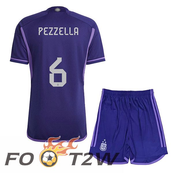 Maillot Foot Equipe De Argentine (PEZZELLA 6) 3 Stars Enfant Exterieur Pourpre 2022/2023