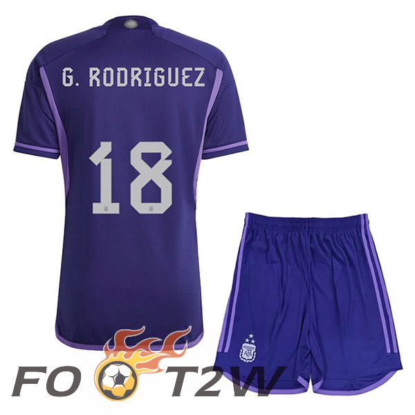 Maillot Foot Equipe De Argentine (G. RODRIGUEZ 18) 3 Stars Enfant Exterieur Pourpre 2022/2023