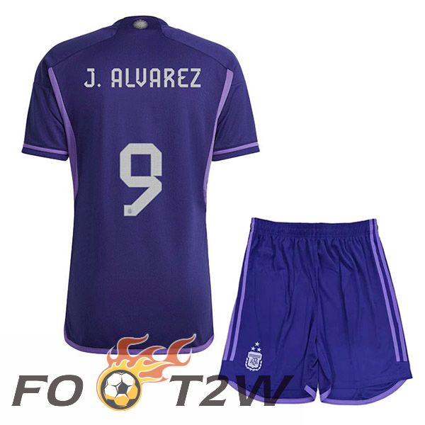 Maillot Foot Equipe De Argentine (J. ALVAREZ 9) 3 Stars Enfant Exterieur Pourpre 2022/2023