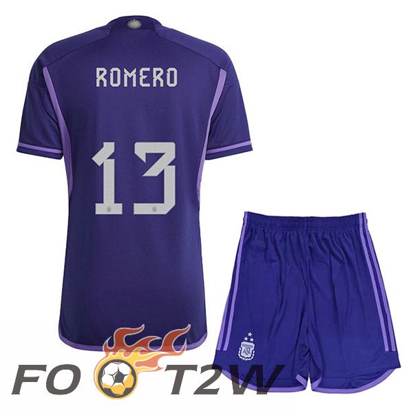 Maillot Foot Equipe De Argentine (ROMERO 13) 3 Stars Enfant Exterieur Pourpre 2022/2023