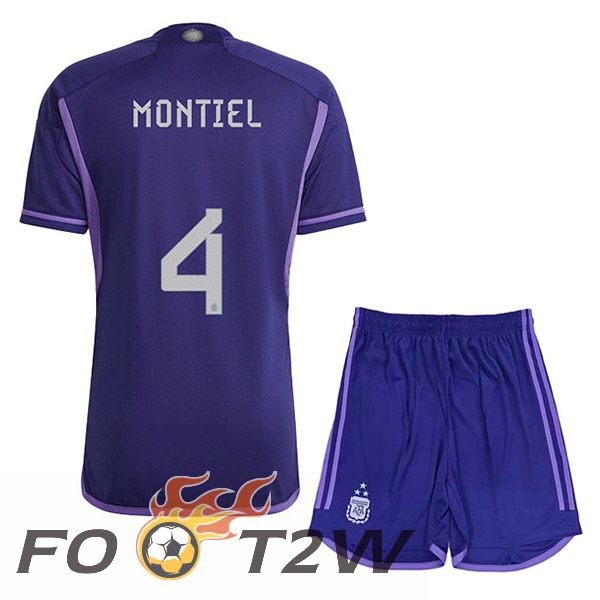 Maillot Foot Equipe De Argentine (MONTIEL 4) 3 Stars Enfant Exterieur Pourpre 2022/2023