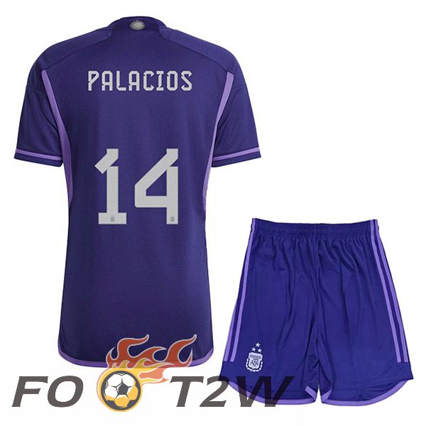 Maillot Foot Equipe De Argentine (PALACIOS 14) 3 Stars Enfant Exterieur Pourpre 2022/2023