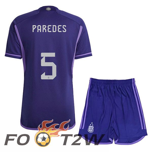 Maillot Foot Equipe De Argentine (PAREDES 5) 3 Stars Enfant Exterieur Pourpre 2022/2023