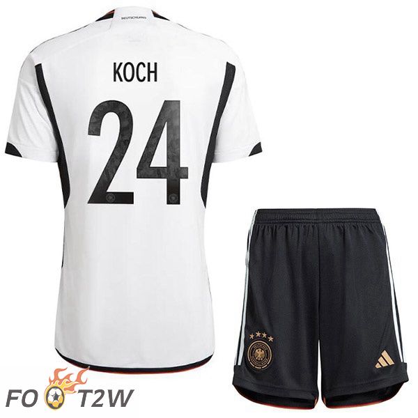 Maillots Equipe De Allemagne (KOCH 24) Enfant Domicile Noir Blanc 2022/2023