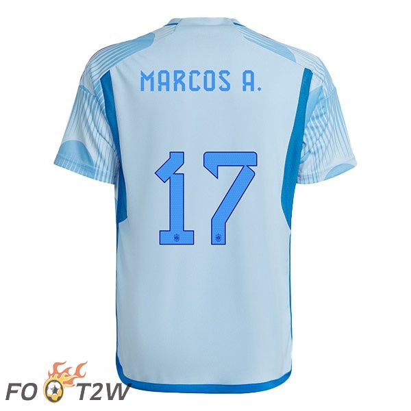 Maillots Equipe de Espagne (MARCOS A. 17) Exterieur Bleu Blanc 2022/2023