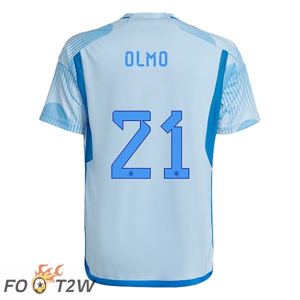 Maillots Equipe de Espagne (OLMO 21) Exterieur Bleu Blanc 2022/2023