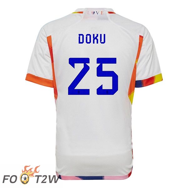 Maillots Equipe de Belgique (DOKU 25) Exterieur Blanc 2022/2023