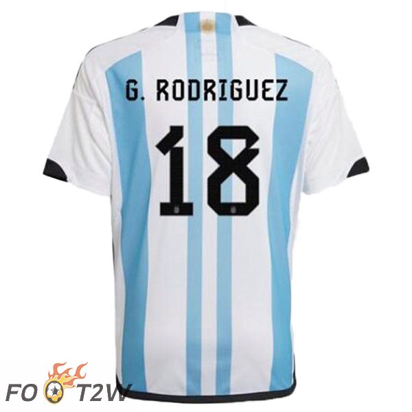 Maillot Foot Equipe de Argentine (G. RODRIGUEZ 18) Domicile Bleu Blanc 2022/2023