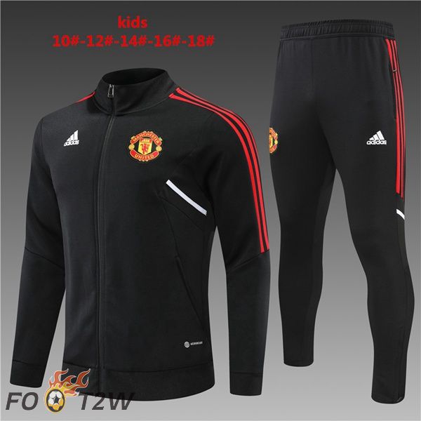 Ensemble Veste Survetement de Foot Manchester United Enfant Noir 2022/2023