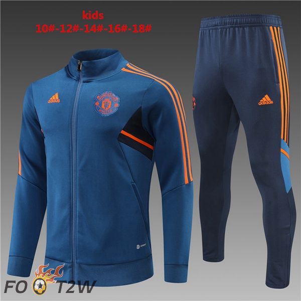 Ensemble Veste Survetement de Foot Manchester United Enfant Bleu 2022/2023