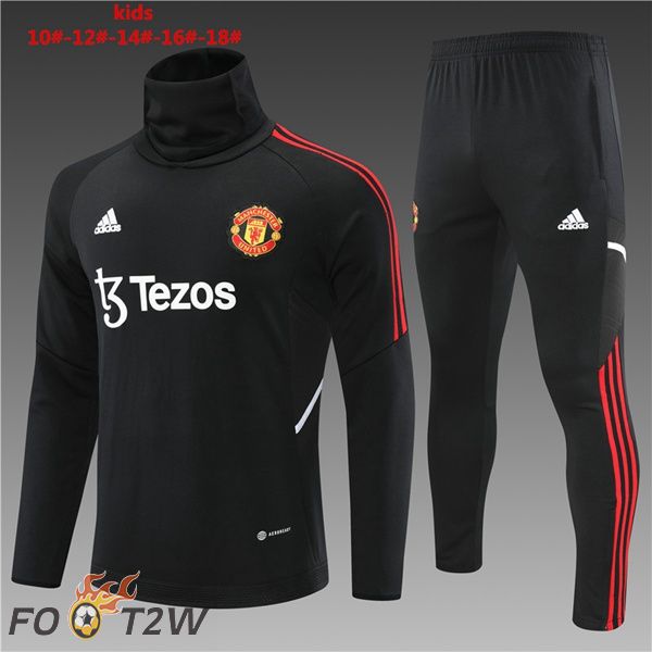 Survetement De Foot Manchester United Col haut Enfant Noir 2022/2023