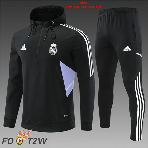 Ensemble Survetement Veste A Capuche Real Madrid Enfant Noir 2022/2023