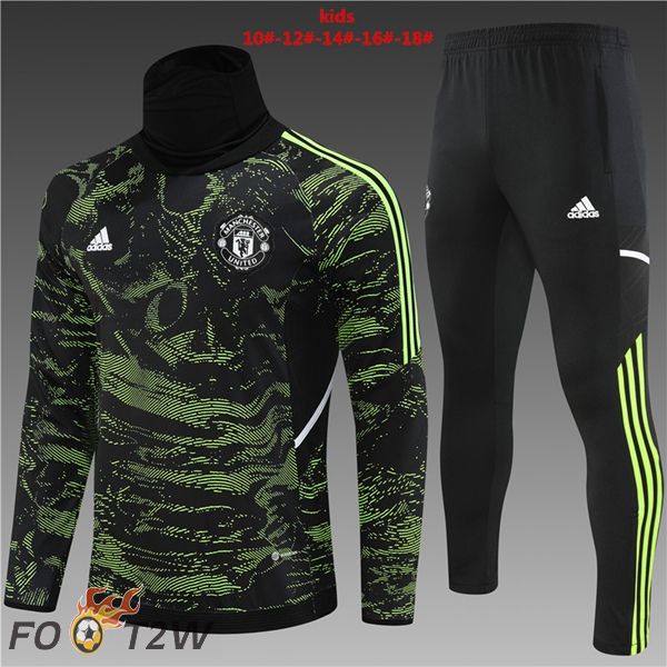 Ensemble Survetement De Foot Manchester United Col haut Enfant Vert 2022/2023