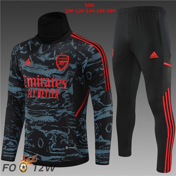 Ensemble Survetement De Foot Arsenal Col haut Enfant Rouge Bleu 2022/2023