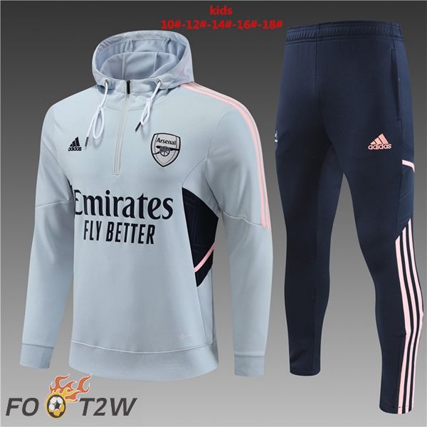 Ensemble Survetement Veste A Capuche Arsenal Enfant Gris 2022/2023