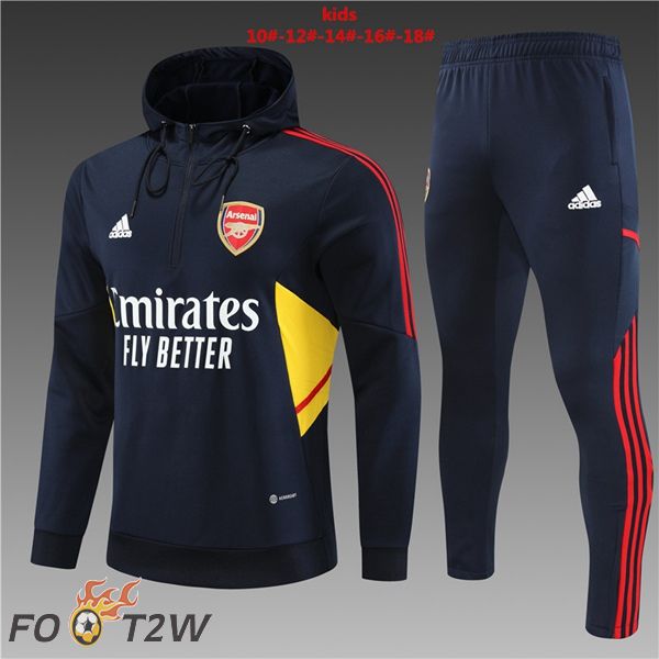 Ensemble Survetement Veste A Capuche Arsenal Enfant Bleu Royal 2022/2023