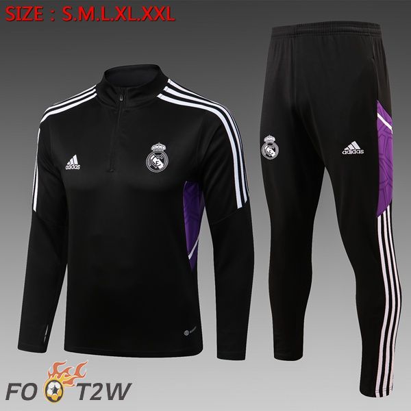 Ensemble Survetement de Foot Real Madrid Enfant Noir 2022/2023