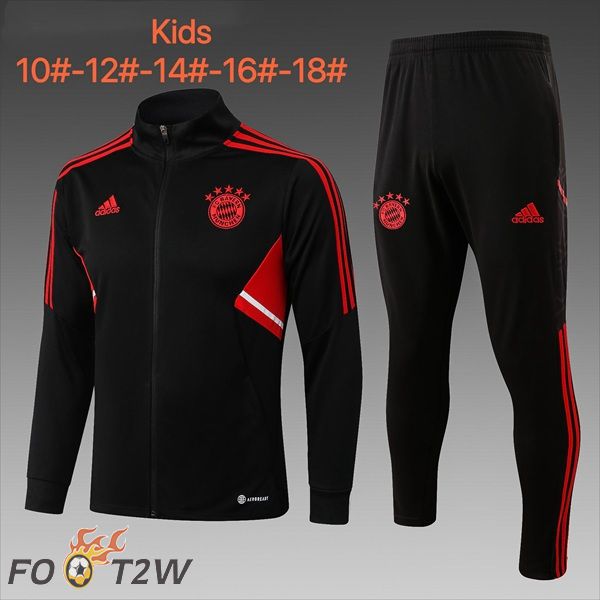 Ensemble Veste Survetement de Foot Bayern Munich Enfant Noir 2022/2023