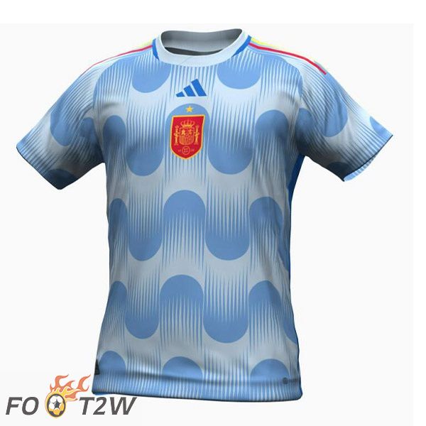 Maillot Foot Equipe de Espagne Exterieur Bleu Blanc Coupe du monde Version Fuite 2022