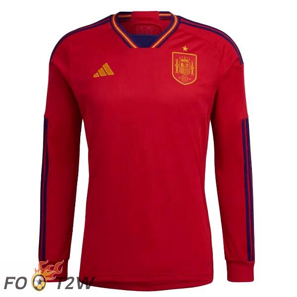 Maillot Espagne Domicile Manche longue Rouge Coupe du monde 2022