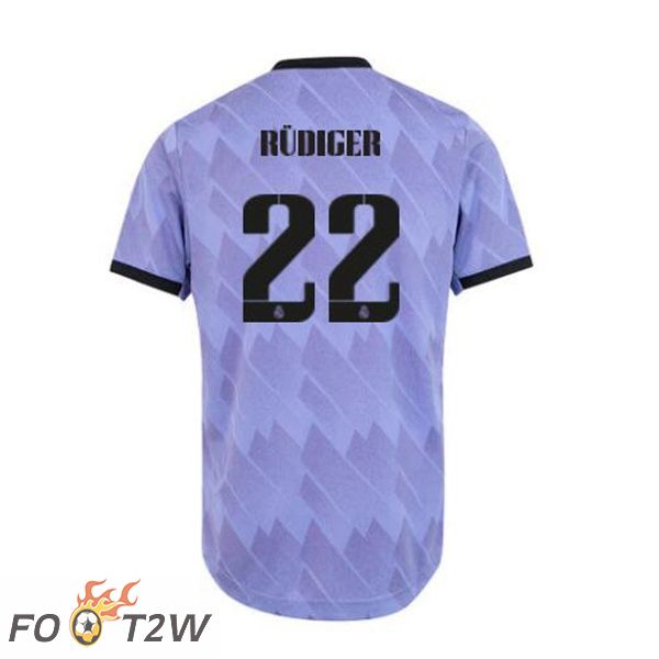 Maillot De Foot Real Madrid (Rüdiger 22) Exterieur Pourpre 22/23