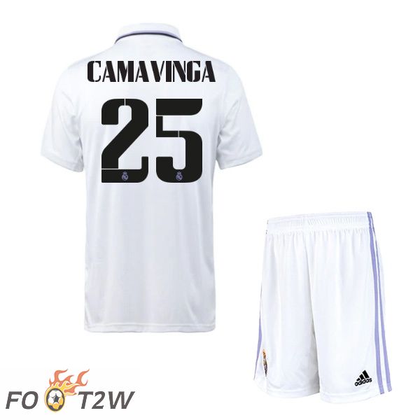 Maillot de Foot Real Madrid (Camavinga 25) Enfant Domicile Blanc 2022/2023