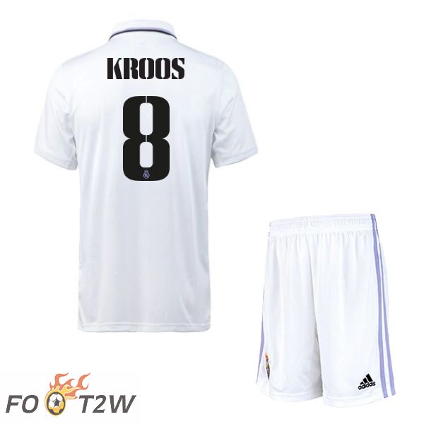 Maillot de Foot Real Madrid (Kroos 8) Enfant Domicile Blanc 2022/2023