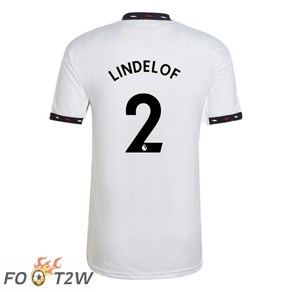 Maillot de Foot Manchester United (LINDELOF 2) Exterieur Blanc 2022/2023