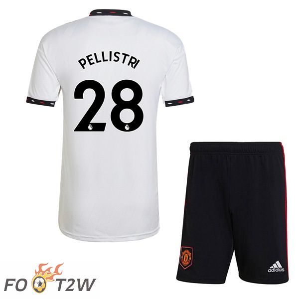 Maillot de Foot Manchester United (PELLISTRI 28) Enfant Exterieur Blanc 2022/2023