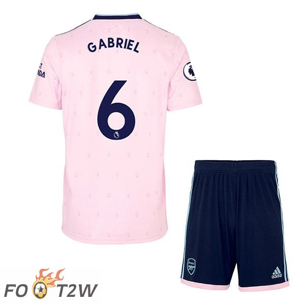 Maillot de Foot Arsenal (GABRIEL 6) Enfant Exterieur Rose 2022/2023