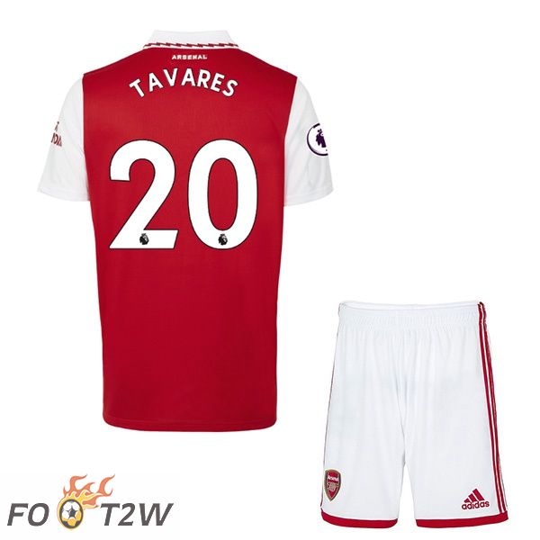 Maillot de Foot Arsenal (TAVARES 20) Enfant Domicile Rouge Blanc 2022/2023