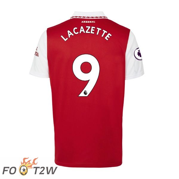 Maillot de Foot Arsenal (LACAZETTE 9) Domicile Rouge Blanc 2022/2023