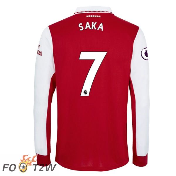 Maillot de Foot Arsenal (SAKA 7) Domicile Manche Longue Rouge Blanc 2022/2023