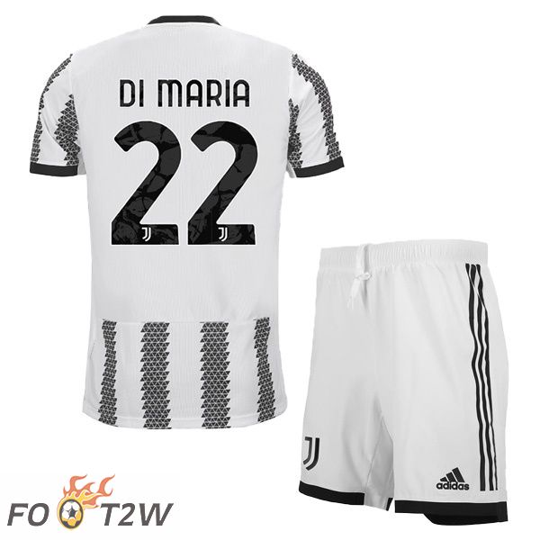 Maillot de Foot Juventus (DI MARIA 22) Enfant Domicile Blanc Noir 2022/2023