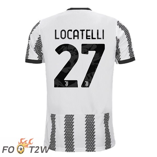 Maillot de Foot Juventus (LOCATELLI 27) Domicile Blanc Noir 2022/2023