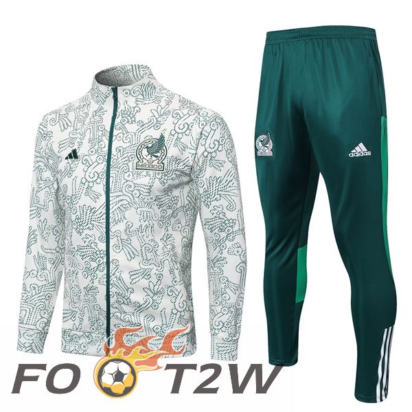 Ensemble Veste Survetement De Foot Mexique Blanc Vert 2023/2024